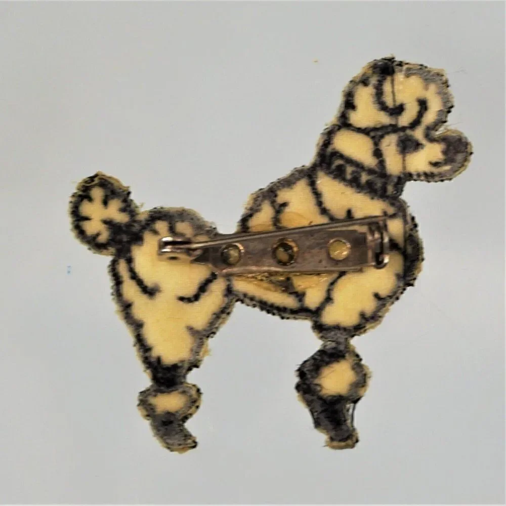 Handmade Fabric Poodle Dog Brooch Pin
